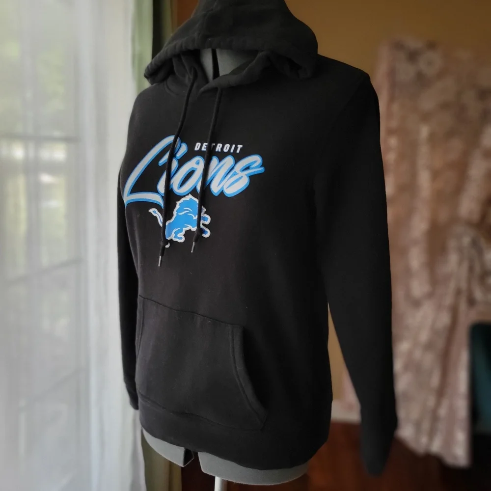 New Era Black and Blue Detroit Lions Hoodie Size Small Womens - Picture 5 of 9